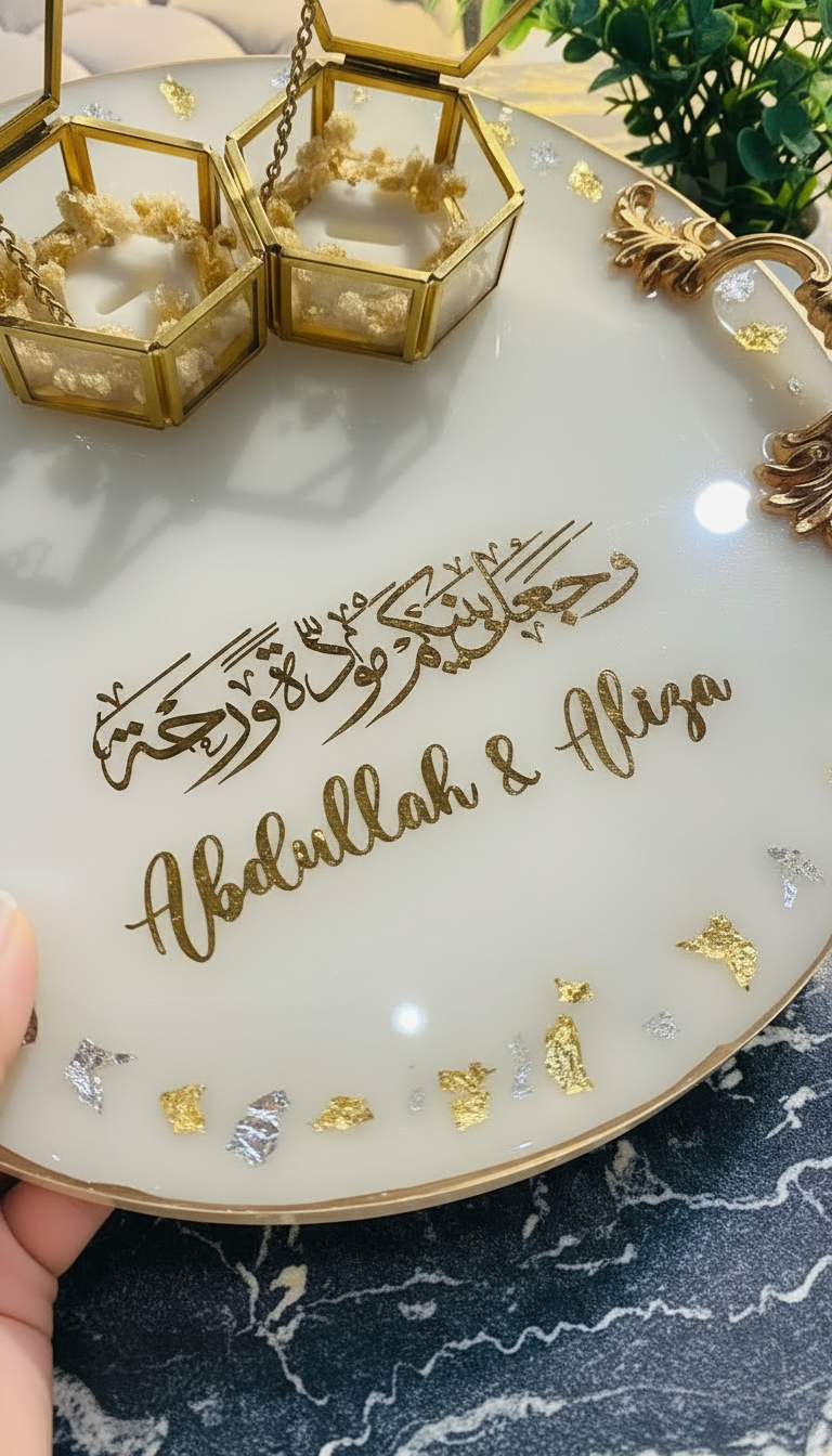 Gold Script — Personalised Nikkah Tray