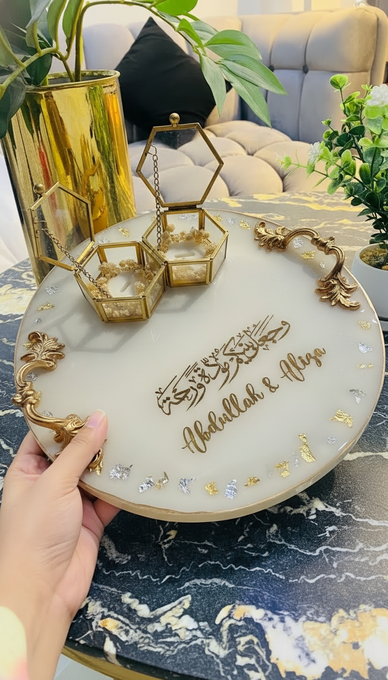 Gold Script — Personalised Nikkah Tray