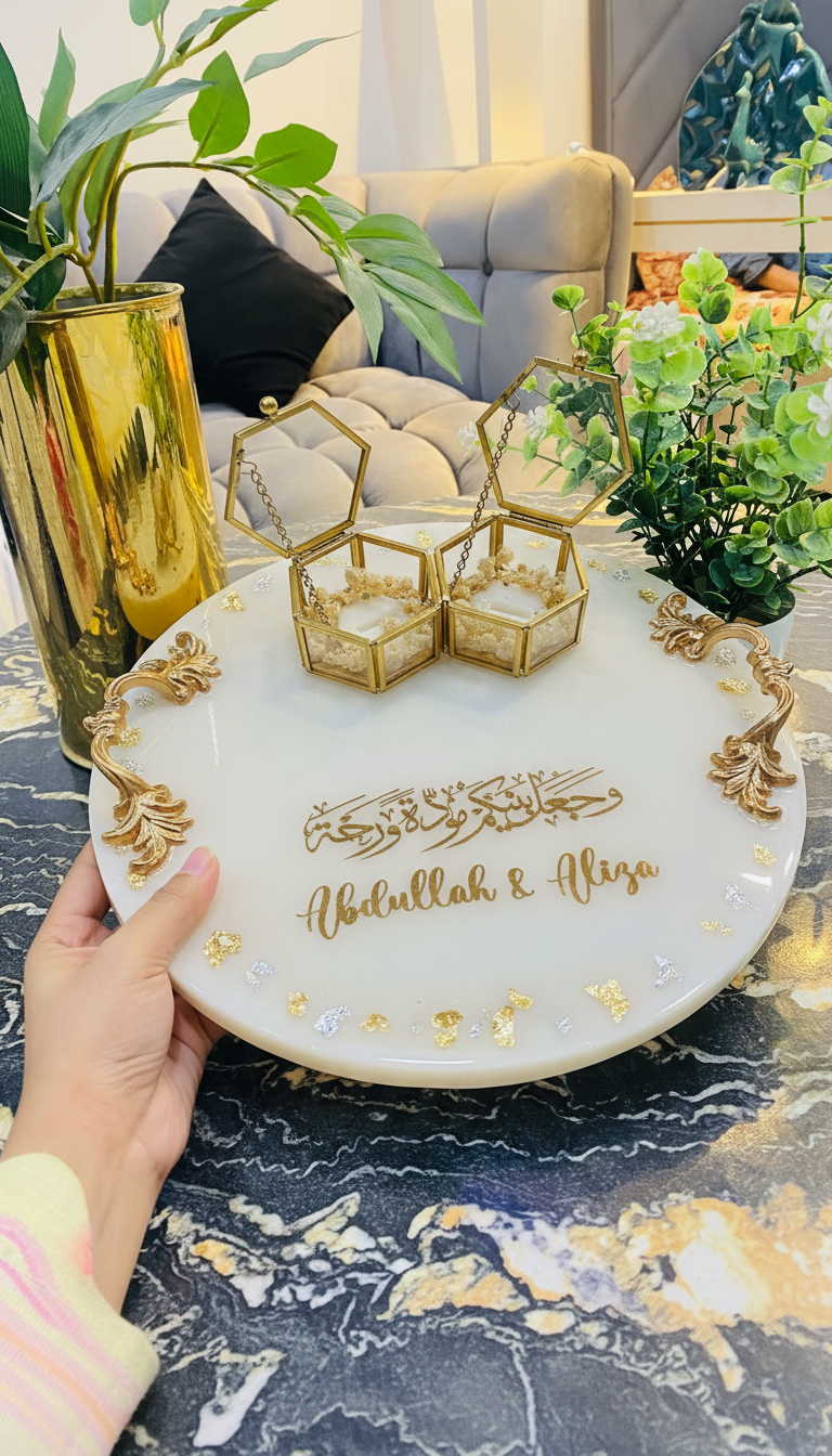 Gold Script — Personalised Nikkah Tray
