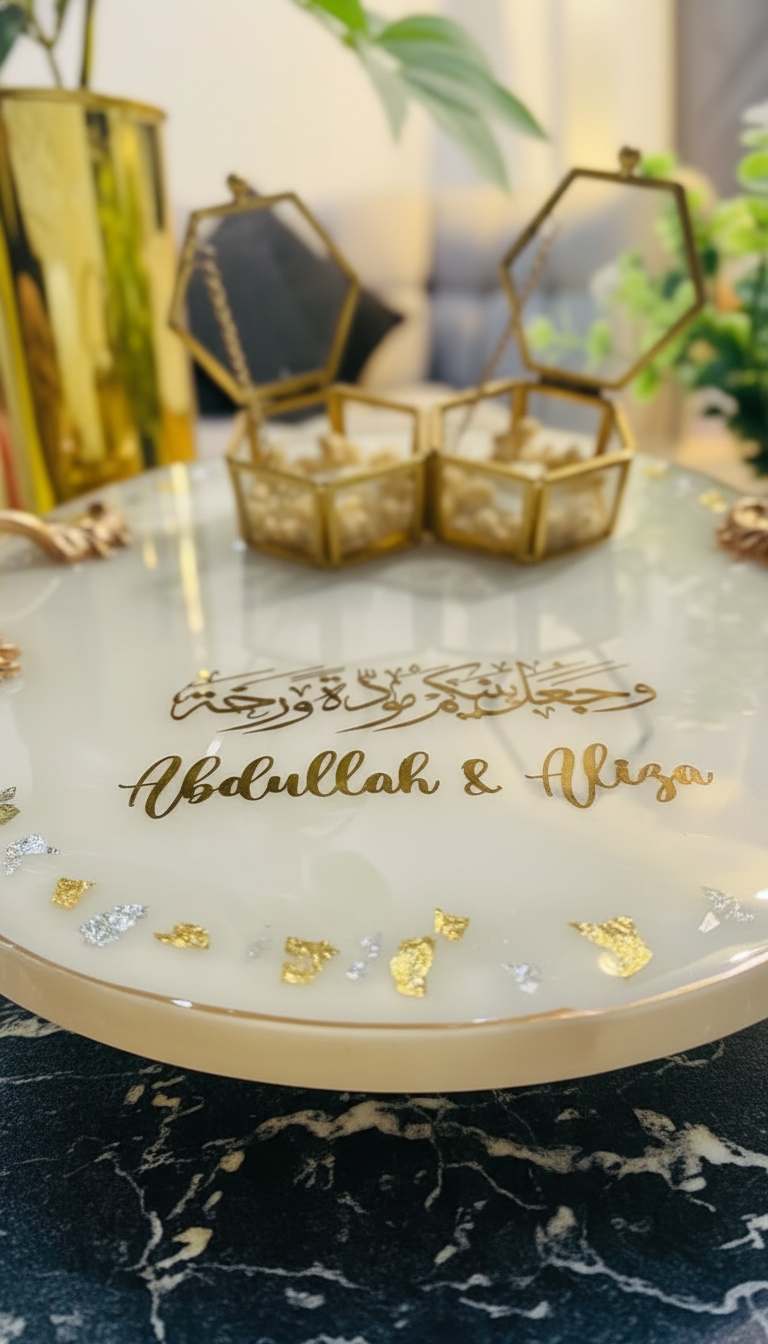 Gold Script — Personalised Nikkah Tray