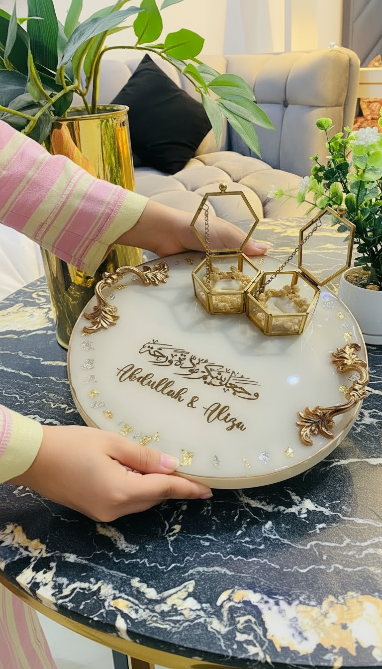 Gold Script — Personalised Nikkah Tray