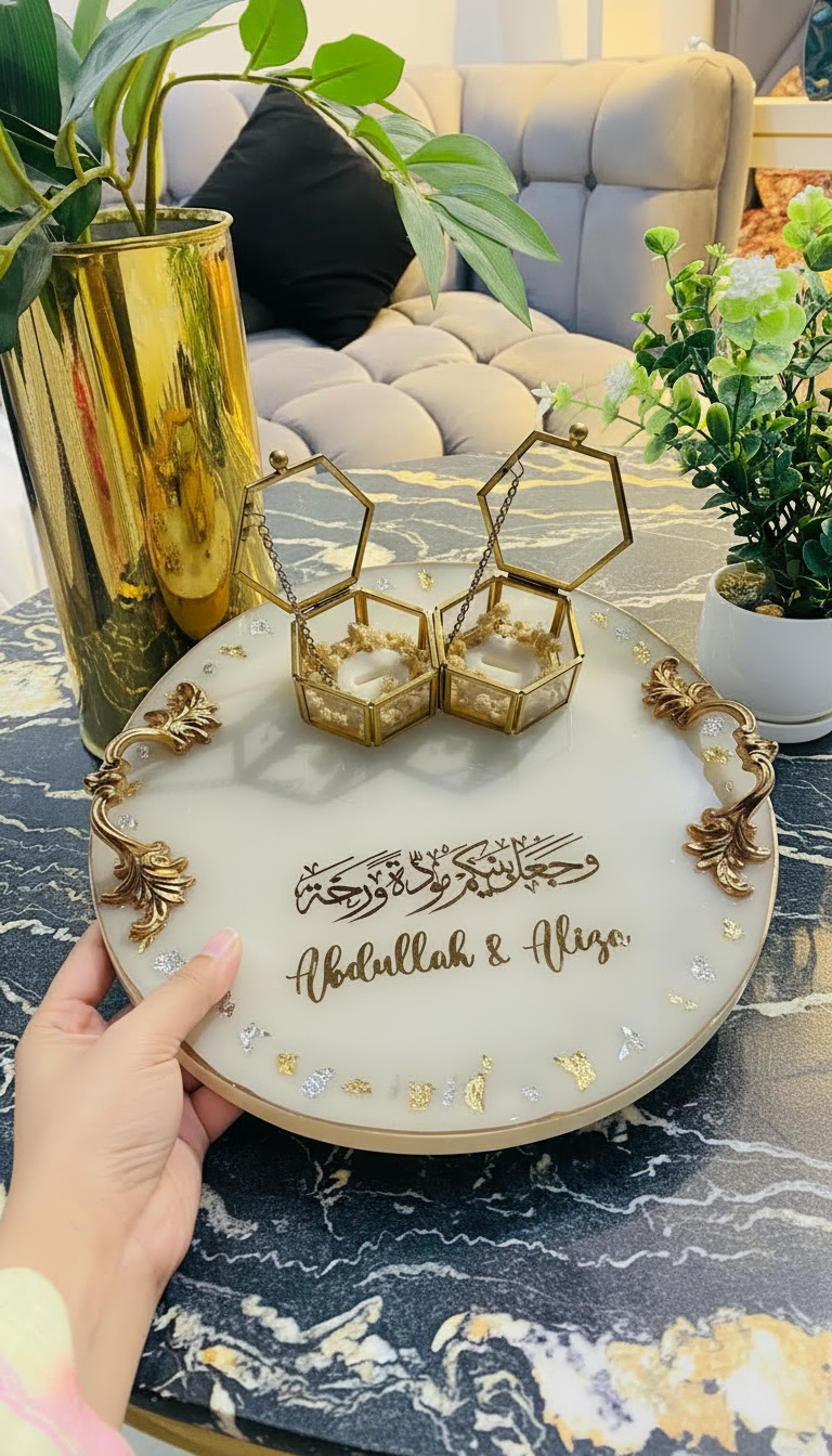 Gold Script — Personalised Nikkah Tray