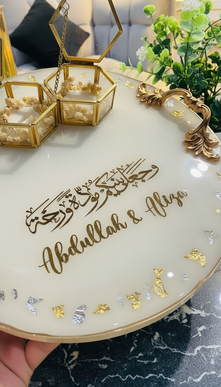 Gold Script — Personalised Nikkah Tray